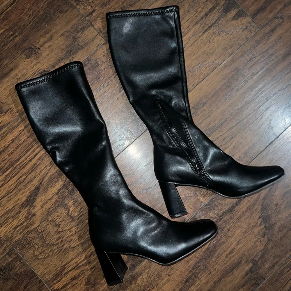 Steve Madden Black Heeled Boots - Picture 3 of 5